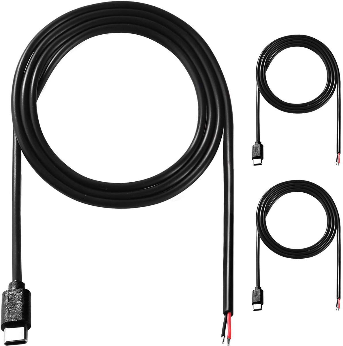 USB Type C Pigtail Kabel 100cm - 3 Stuks - Voor DIY LED Strips