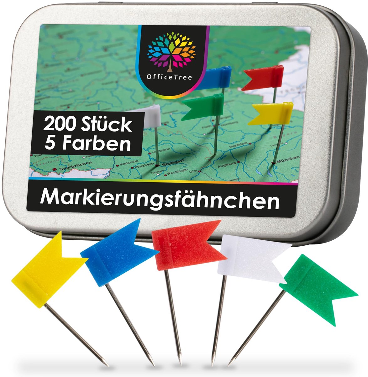 Markeringsvlaggetjes - 200 Stuks in 5 Kleuren - Geschikt voor Wereldkaarten en Korkborden