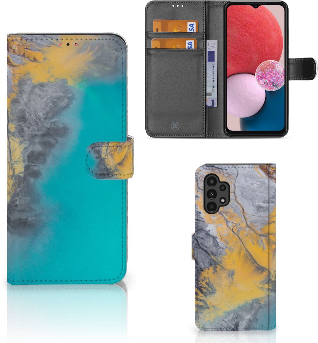 Samsung Galaxy A13 (4G) Bookcase Marble Blue Gold