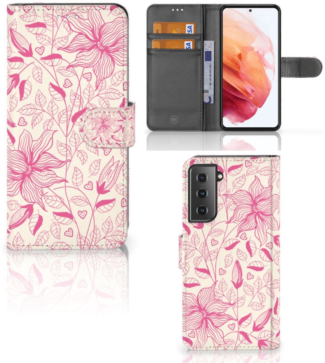 Samsung Galaxy S21 Hoesje Pink Flowers