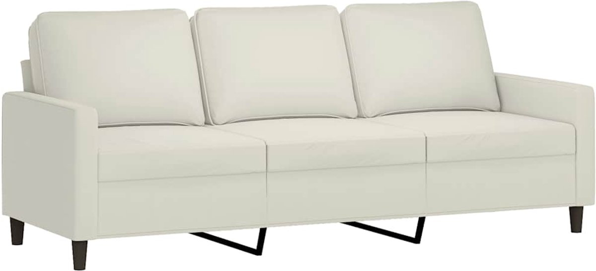 vidaXL Driezitsbank - 180 - cm - fluweel - crèmekleurig