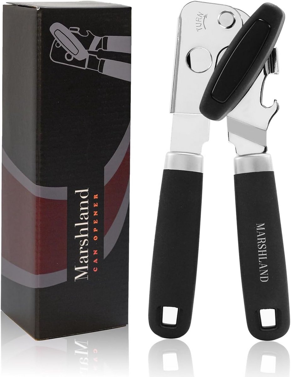 Stainless Steel Manual Magnetic Can Opener with Soft Handle - Ideal for Arthritis Hands