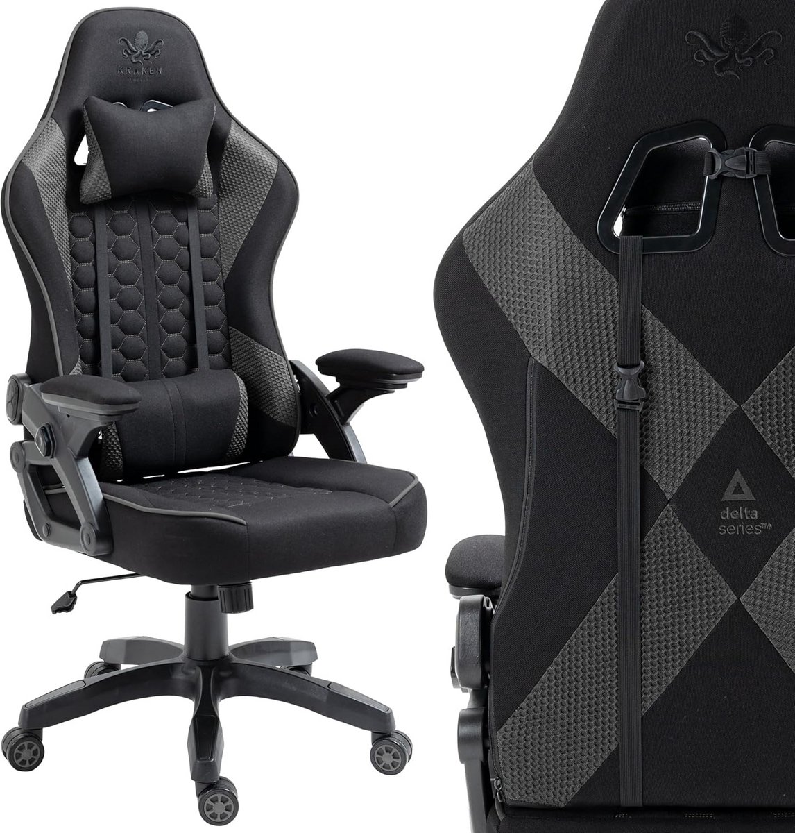 Ergonomische Gamingstoel in Hoogte Verstelbaar - Zwart-Grafiet