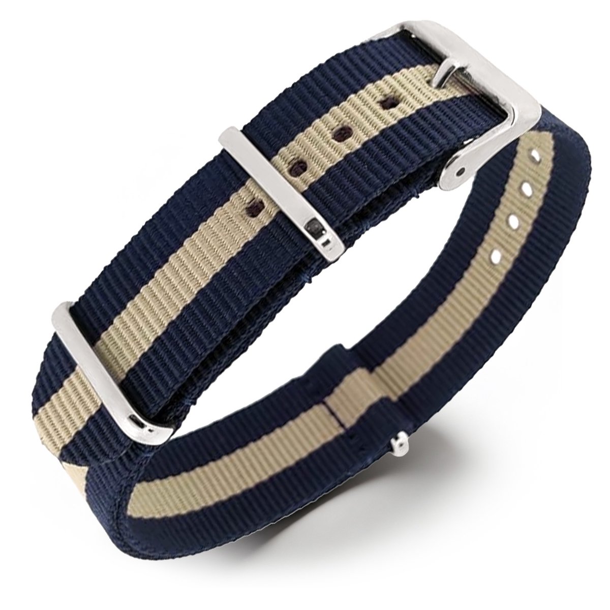 NATO Horlogeband G10 Military Nylon Strap - Regimental Blauw Zand 22mm