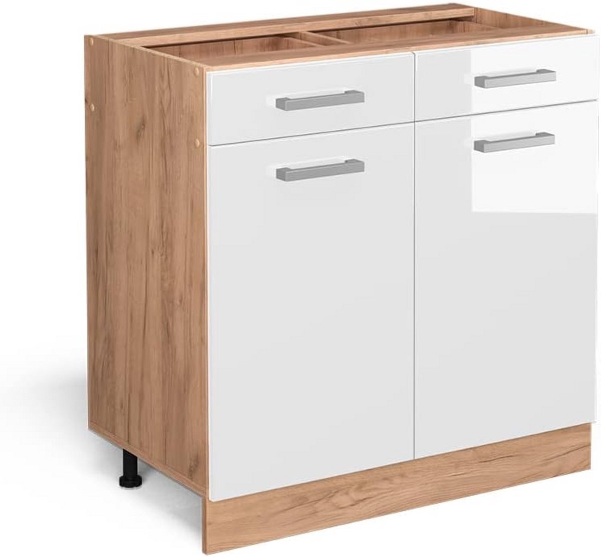 Witte Keukenonderkast 80 cm met Hoogglans Afwerking