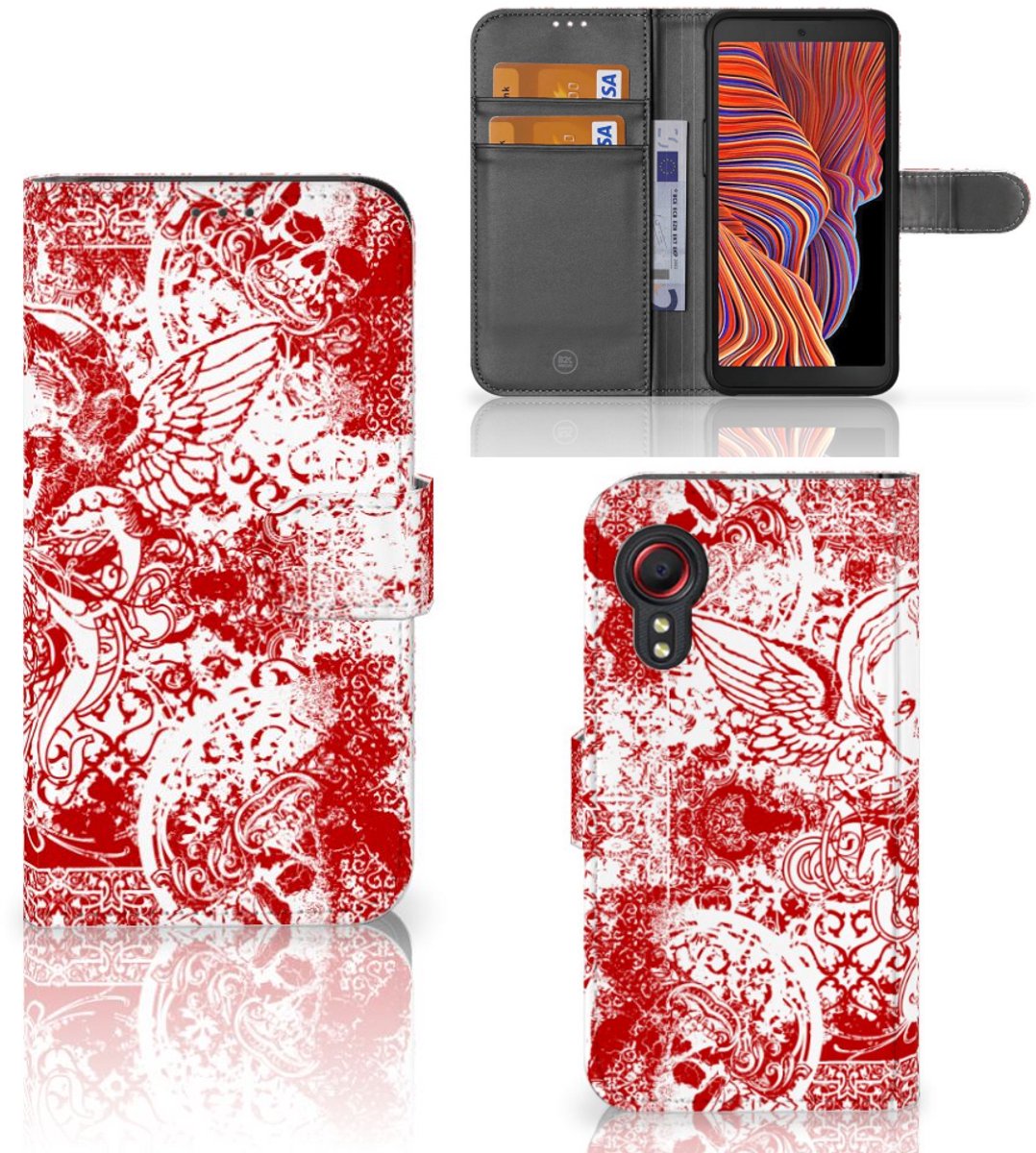 Telefoonhoesje met Naam Samsung Galaxy Xcover 5 Angel Skull Rood