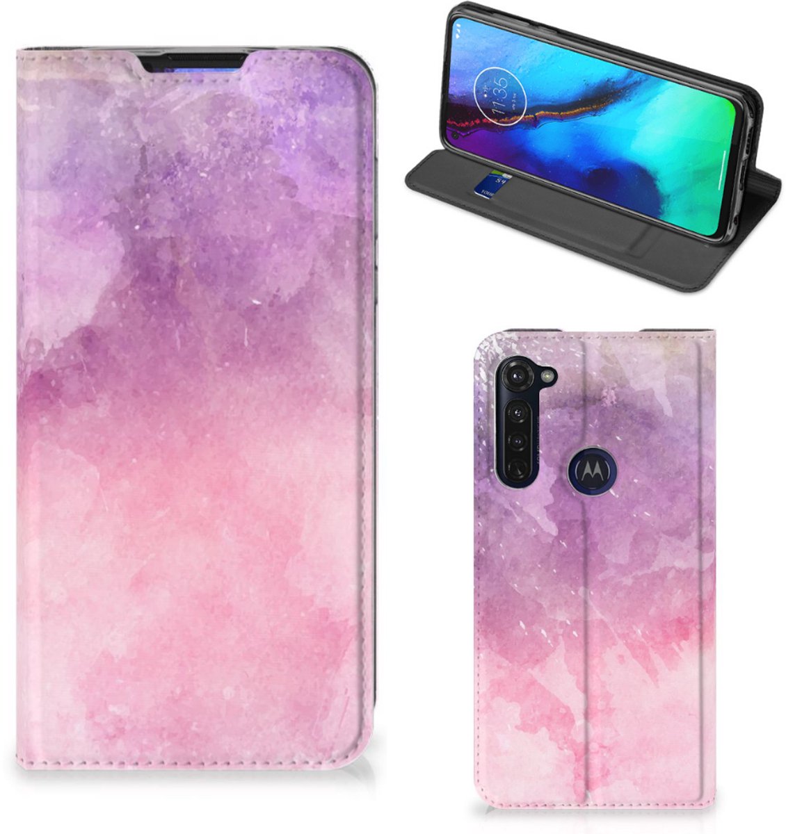 Bookcase Motorola Moto G Pro Pink Purple Paint