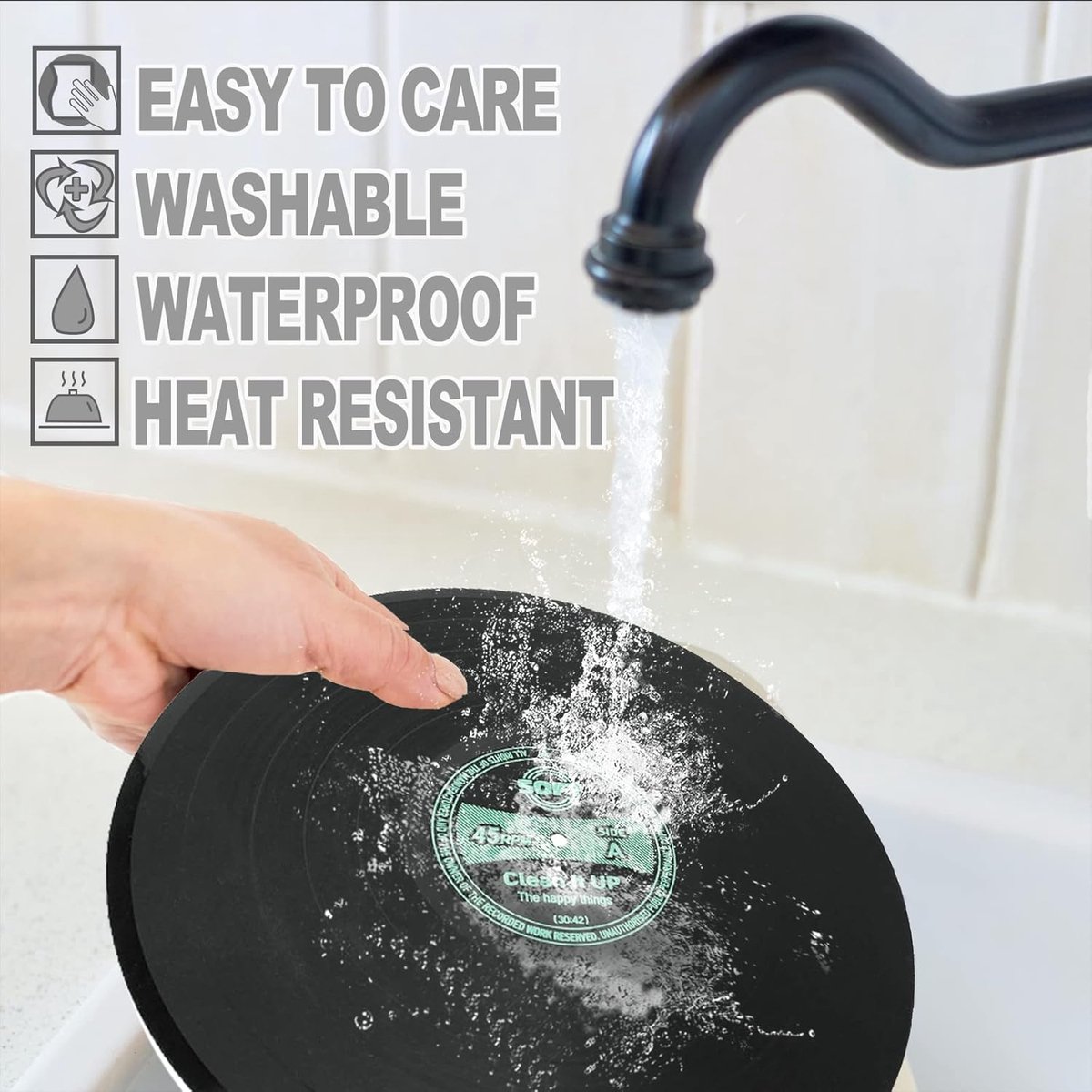 Set van 4 Vinyl Placemats en Onderzetters - Rond, Wasbaar en Hittebestendig
