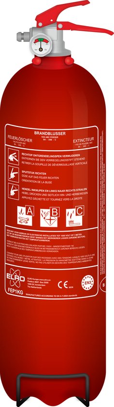 ELRO FEP1KG Poederblusser 1KG – ABC Brandklassen – Brandblusser voor...