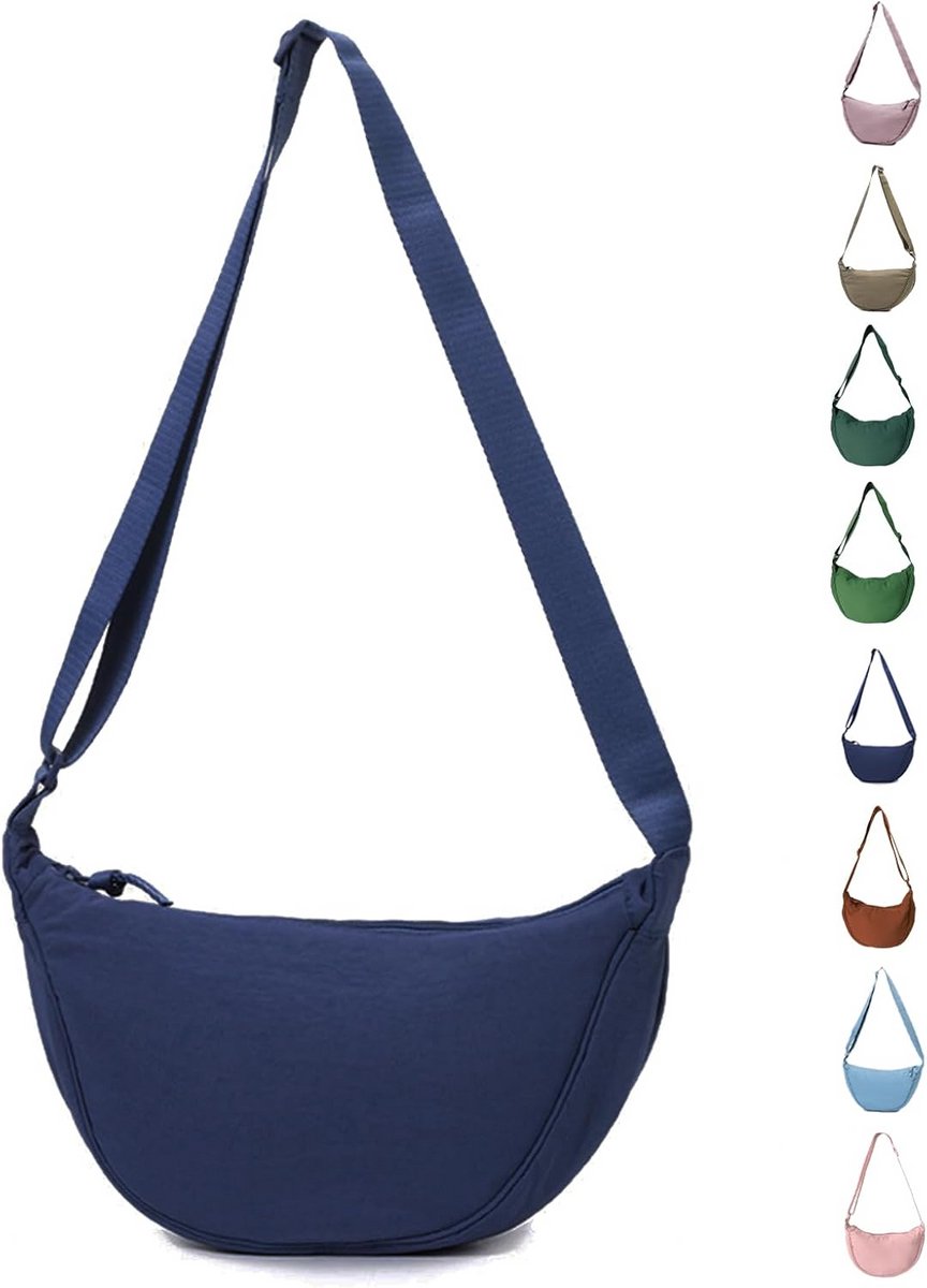 Crossbody Tas voor Dames - Nylon Halve Maan Schoudertas met Verstelbare Riem