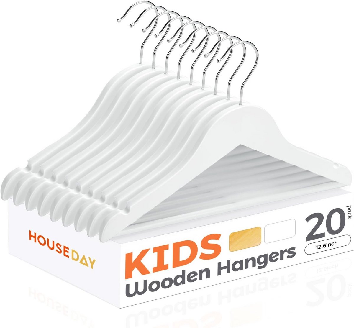 Houten Kinderhangers voor Kleding - 20 Stuks - Antislip met 360° Draaibare Haak