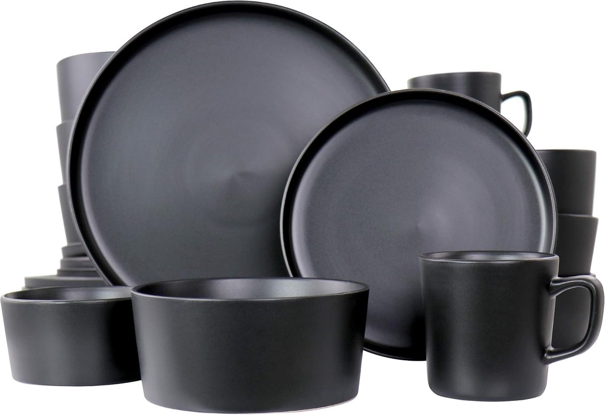 Steengoed Servies Set 20-delig, Zwart - Hedendaags en Minimalistisch