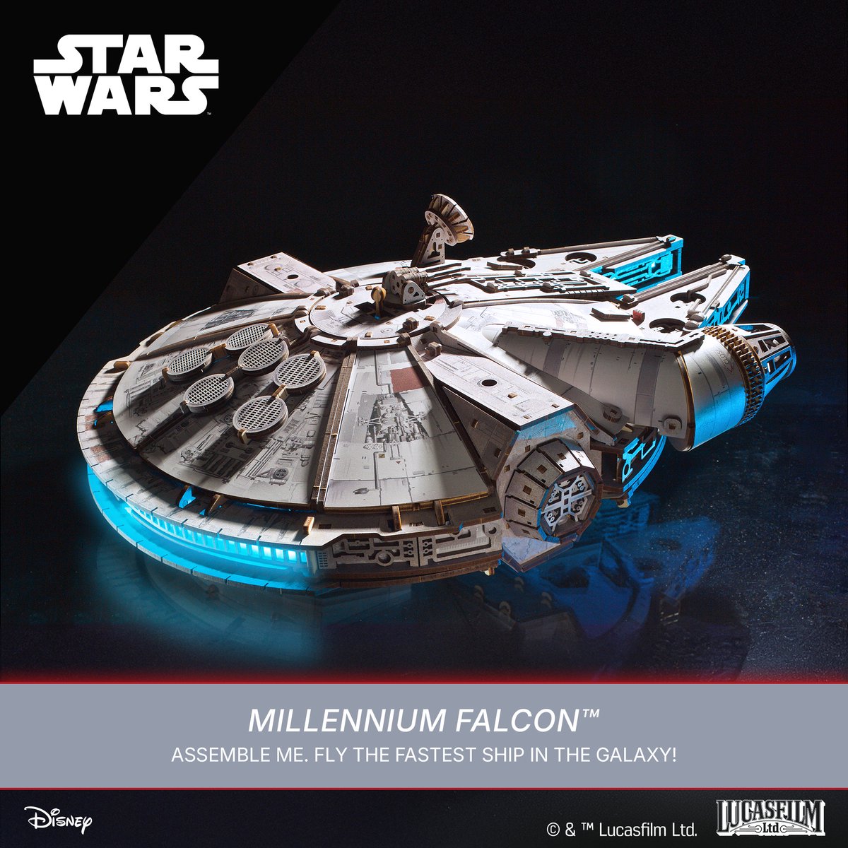 UGEARS 3D Modelbouw - Millenium Falcon - Star Wars - Mechanisch Bouwpakket Hout - Educatief Speelgoed — afbeelding 7