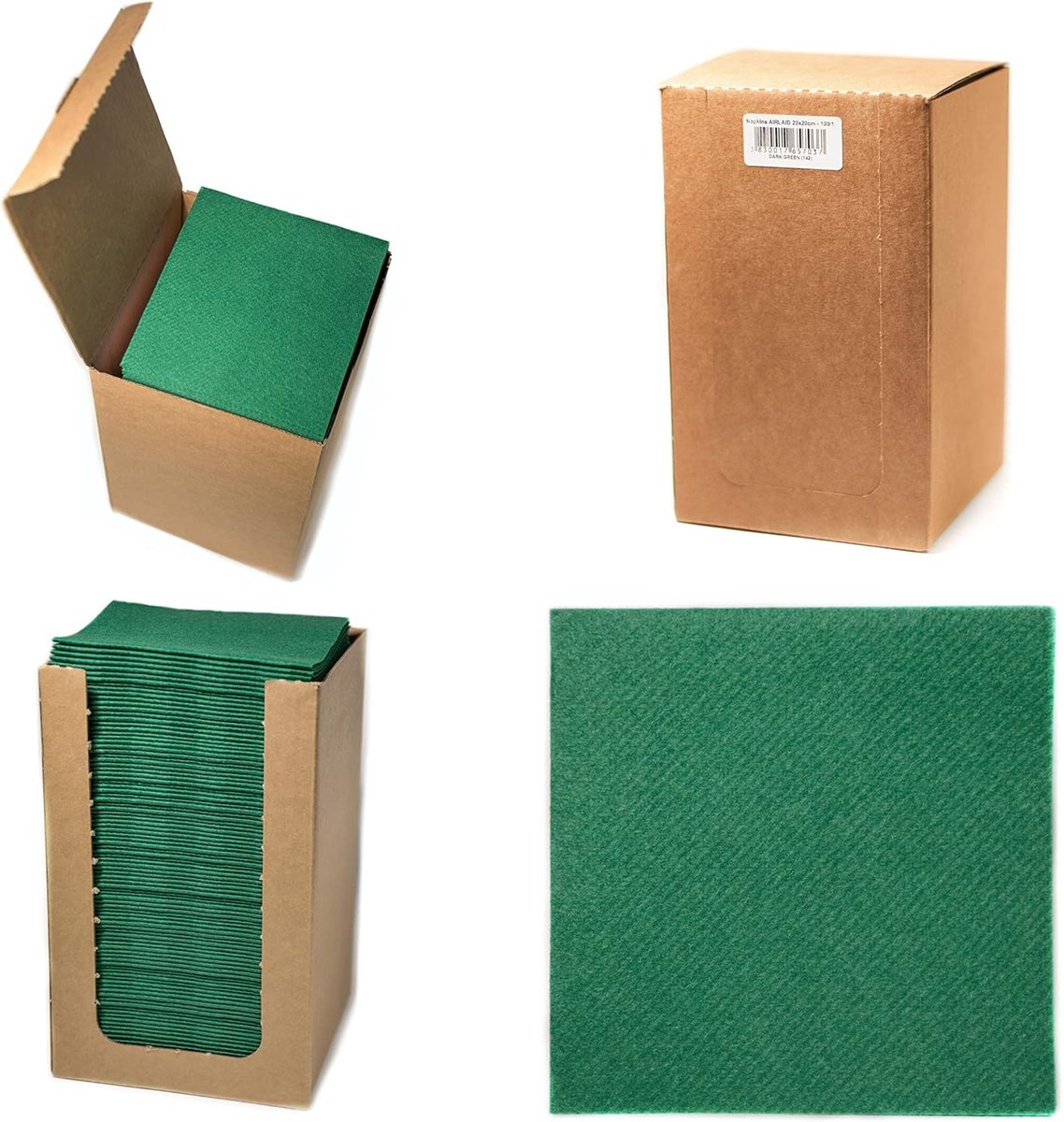 Airlid Cocktail Servetten 20x20cm - 100 Stuks - Diepgroen