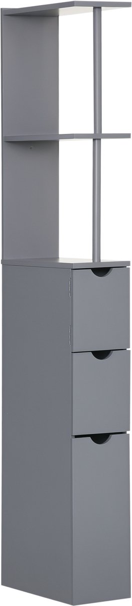 HOMCOM Badkamerkastje - MDF - 15x33x136,8cm - Grijs