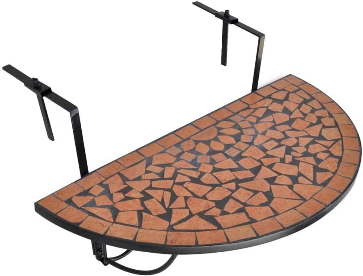 Mosaic Balkon Tafel met Halve Cirkel Ontwerp - Praktische en Elegante Balkon Accessoire