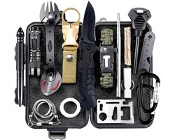Survival Kit Outdoor XL – 18-in-1 Noodpakket – Inclusief Zakmes, Multitool, Zaklamp & Nooddeken