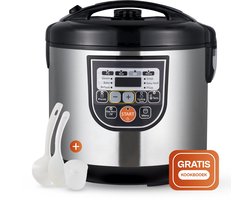 Rijstkoker met Stoomfunctie – 5L – Multicooker met 11 Programma’s – Geschikt als Rice Cooker & Slowcooker – PFAS-vrij – Zwart RVS