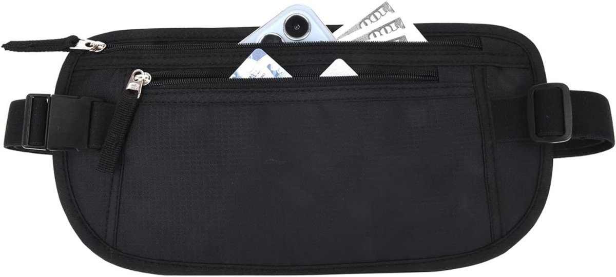 Swiphi® Heuptas - Geldriem - Reisportemonnee - Zwart