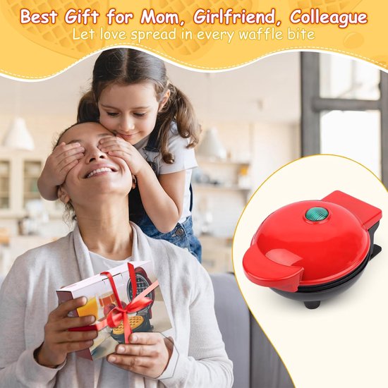 Mini Wafelijzer Hartvorm - Compacte Wafelmaker met Antiaanbaklaag - Belgische Wafels - Geschikt voor Ontbijt, Kinderfeestjes & Feestdagen — afbeelding 4