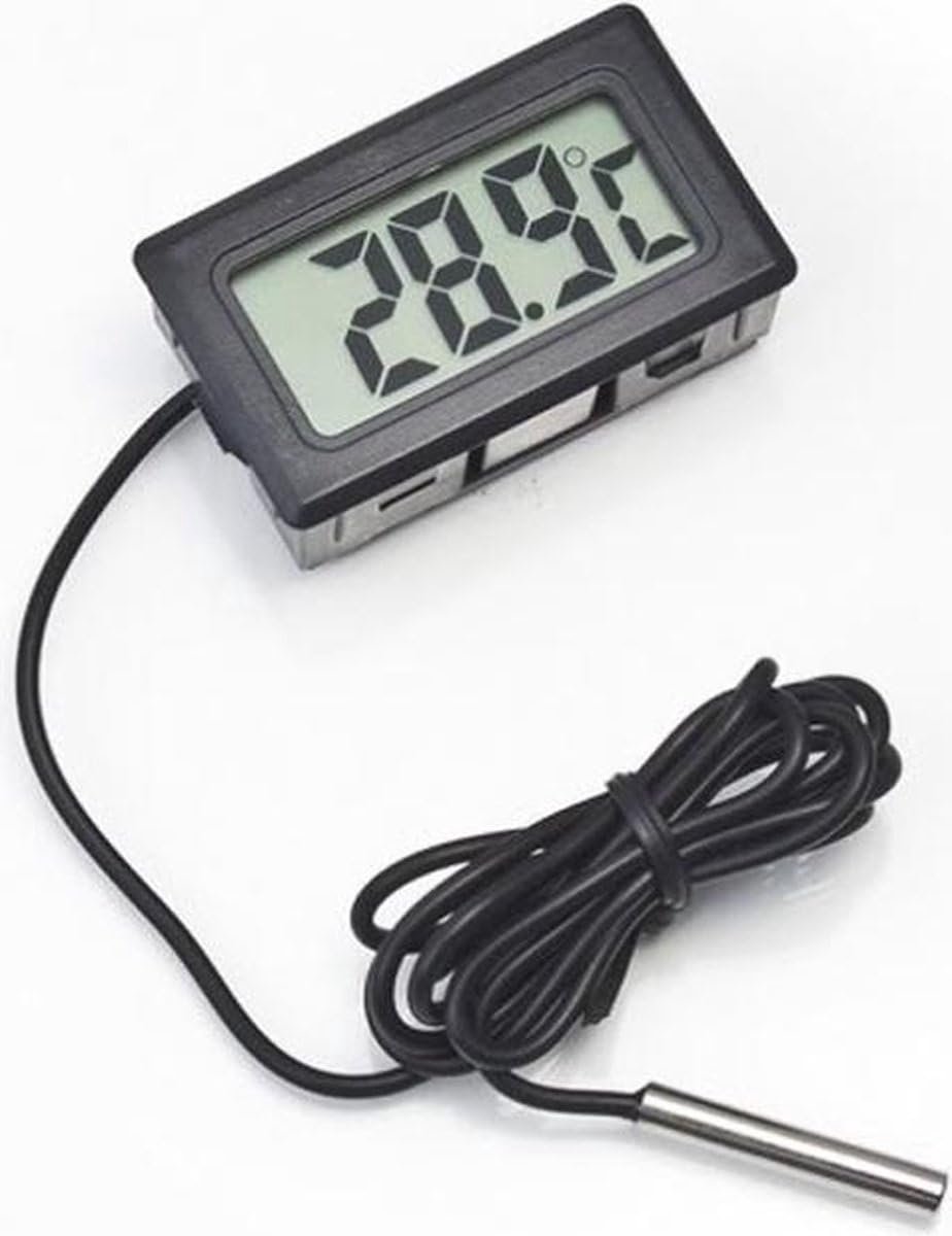 Okado Digitale Koelkast- en Vriezerthermometer Zwart – Temperatuurmeter met Sonde – Voor Koelkast, Vrieskast en Diepvries – -50 tot 110 °C