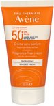 Avène zonnebrandcrème 50ml, oranje tube, "Crème sans parfum, Pieles sensibles sèches" en "Invisible finish".