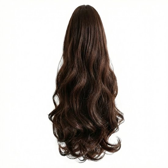 Queue de cheval synthétique brun foncé pour femmes extension cheveux extensions ondulée ponytail mèche de cheveux longue mèche de cheveux clip in queue