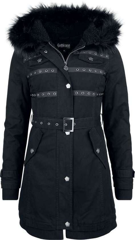 Veste mi-saison noire Gothicana avec bande ornementale - Femmes - L