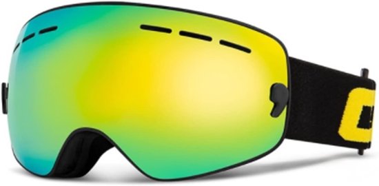Kinder Ski Bril - Snowboard Goggles - Wintersport Bescherming - Dubbele Anti-Mog Lens - 15.5cm Breed - Frame Zwart