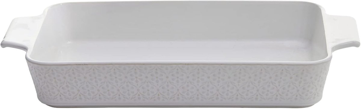 Ovale Braadslede - Ovenvorm Roaster - Culinair Genieten - Duurzaam Gres Materiaal - 39.5 x 23.5 cm - Wit