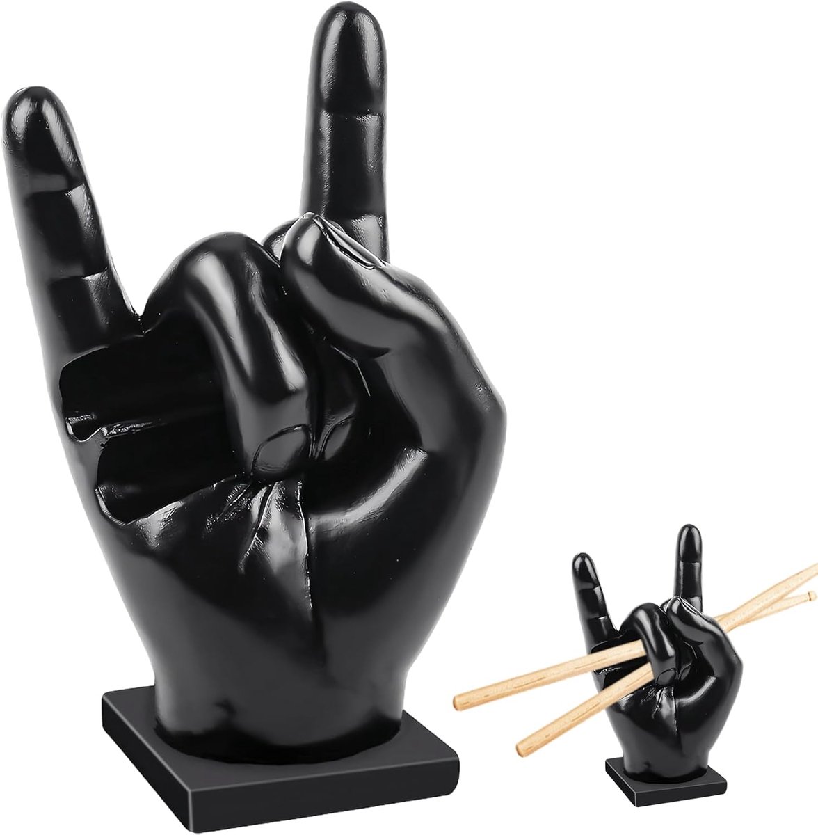 Eetstokjeshouder - Besteksteun - Moderne Decoratie - Handgemaakt Hars - 320 g - Zwart