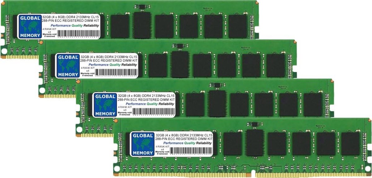 Geheugen RAM Kit - Werkstation Geheugen - Server Upgrade - ECC Geregistreerd - 32GB 4x8GB