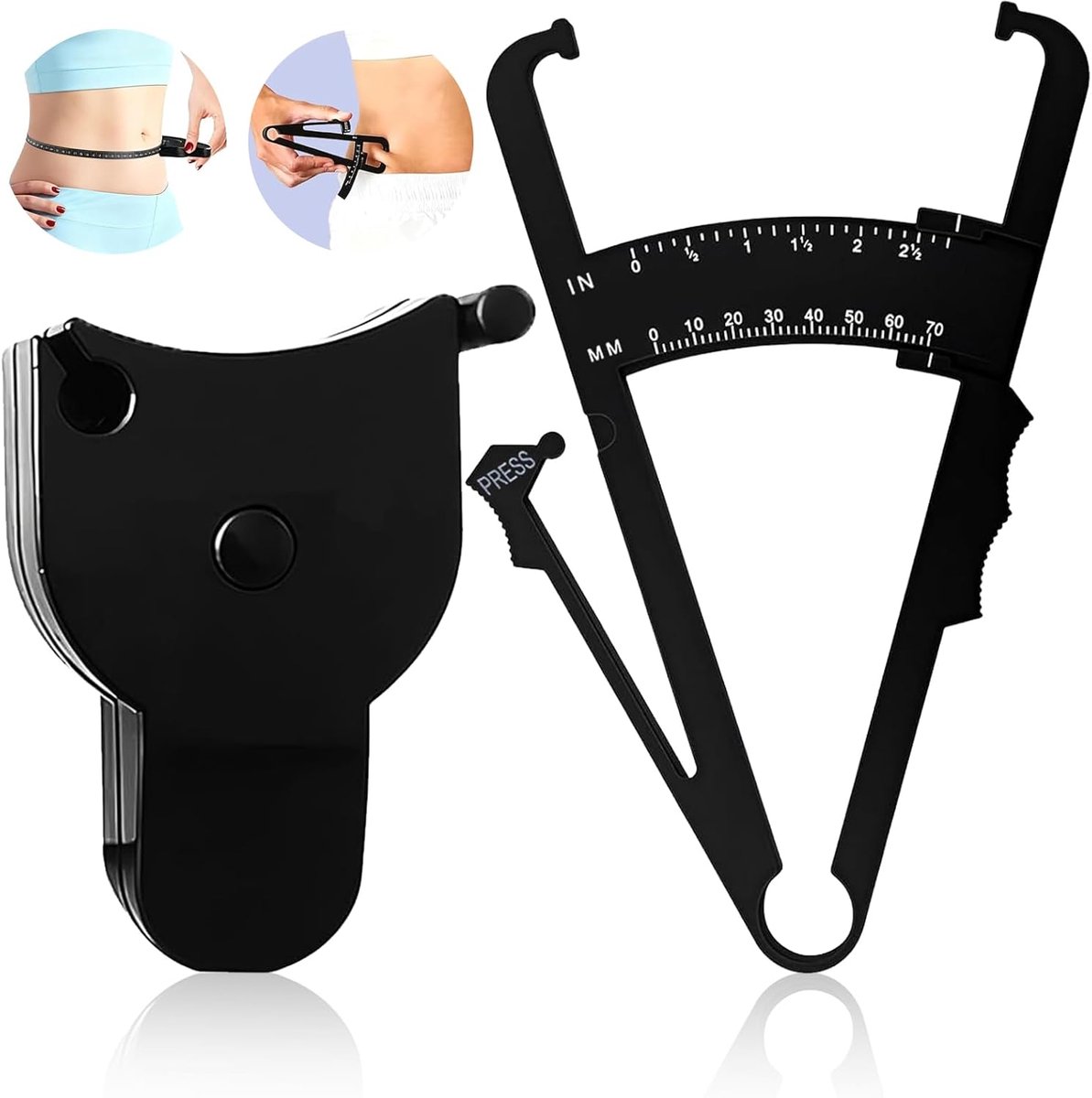 Lichaamsvet Meetset - Huidplooitang Meetlint - Gezondheidsmonitoring Fitness - Ergonomisch Knijpmechanisme - Metrische Band
