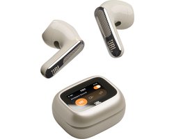 JBL Live Flex 4 – Draadloze Oortjes met Noise Cancelling – Smart Case met Touchscreen – Bluetooth Draadloos Oordopjes – 50 uur – Waterdicht – IP54 - Champagne/Beige