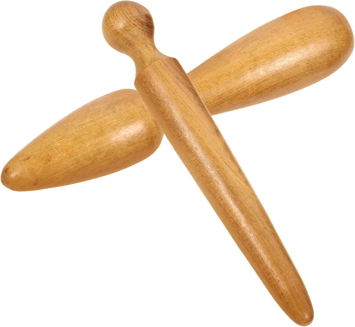 Houten Massagestokken - Acupressuur Hulpmiddel - Ontspanning Zelfmassage - Natuurlijk Hout Materiaal - 11 x 2.5 cm - Lichtbruin