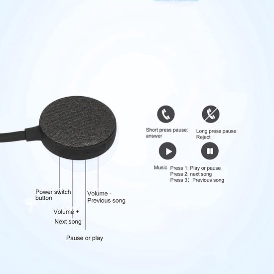 Bluetooth Speaker met Nekband - Lichtgewicht Draadloze Draagbare Speaker, Stereo Handsfree Bluetooth Speaker met Microfoon voor Thuis (Zwart) van GREADIO — afbeelding 3