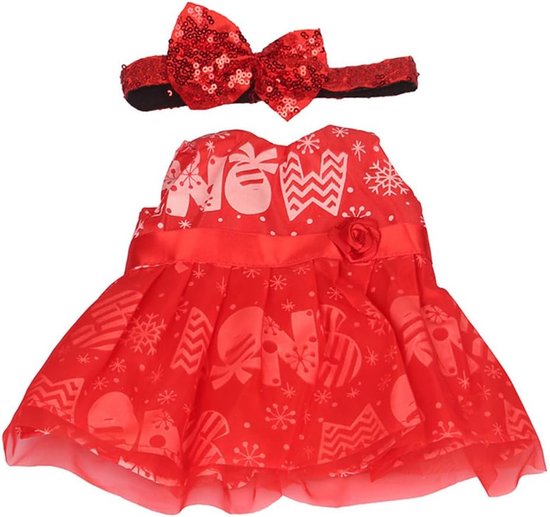 Poppenkleding Set - Kerst Jurkjes - Poppen Aankleden - Inclusief Haarband - 46 cm Poppen - Groen — afbeelding 3
