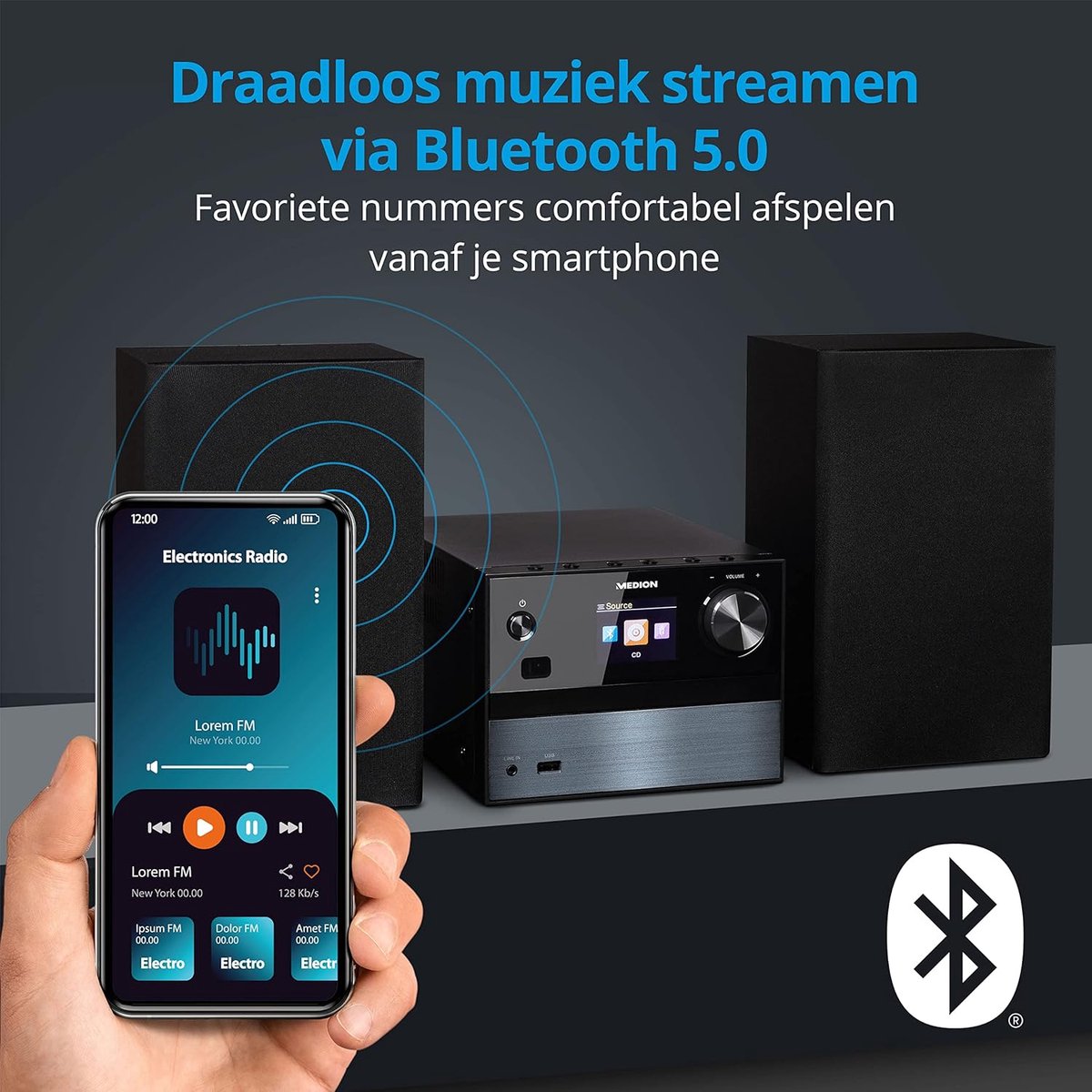 Audio Systeem - Micro Hifi Systeem - Muziek Luisteren - Draadloos Muziek Streamen - 22.9 x 12 x 18 cm