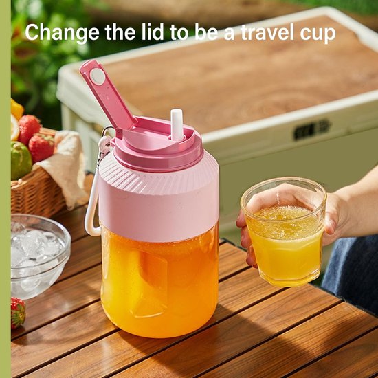Draagbare Blender - Reis Mixer - Gezonde Drankjes Maken - 10 Scherpe Bladen - 1 Liter Capaciteit - Roze — afbeelding 5