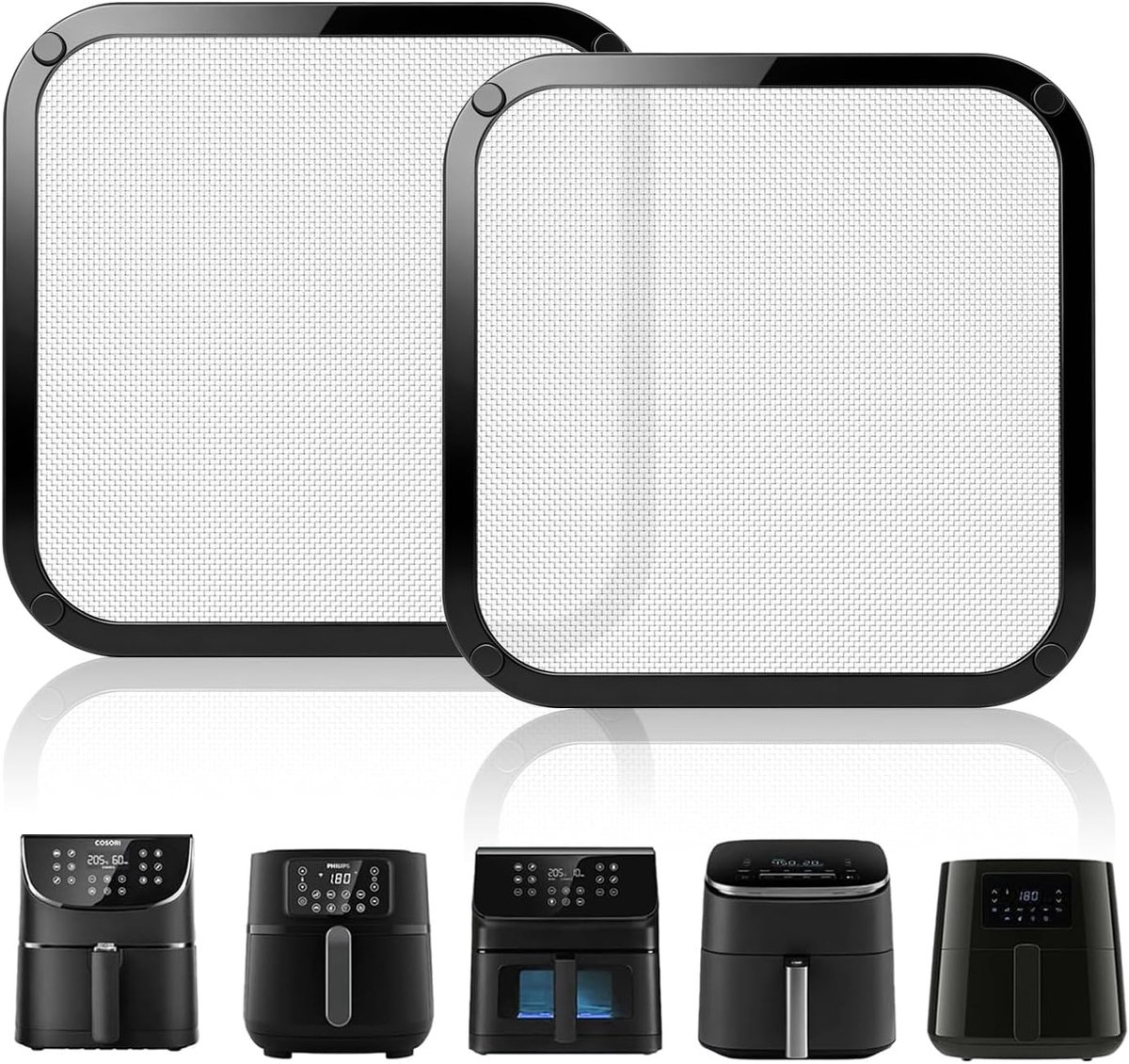 Ovenschaal Airfryer Siliconen Vorm Heteluchtfriteuse Accessoires Dubbele Spatbescherming 22 x 22 cm Zwart