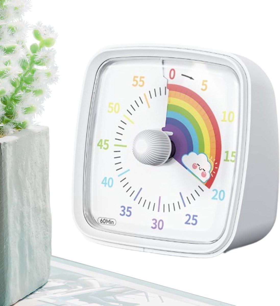 Visuele Timer - Leerklok Kinderen - Tijd Beheren - Stille Weergave - 8.8 x 8.8 x 5.4 cm - Wit