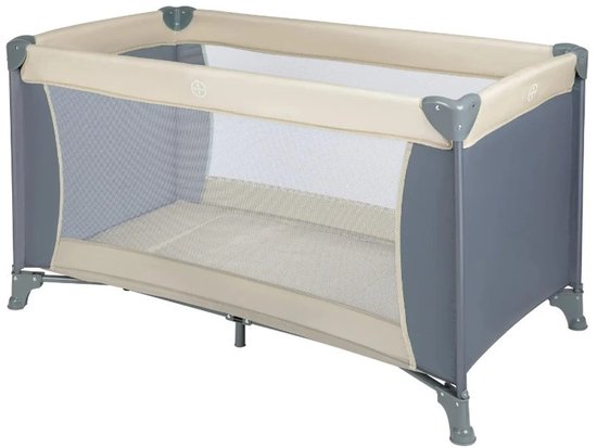 Opvouwbaar Reisbedje - Campingbedje - Inklapbaar Babybed - Reis Wieg - Draagbaar Kinderbed - Opklapbaar Logeerbed - Mesh Zijpanelen - Stalen Frame - Textiel Bodem - Schuim Matras - Transporttas - Compact Vouwsysteem - Ligvlak 120x60 cm - 7.5 kg