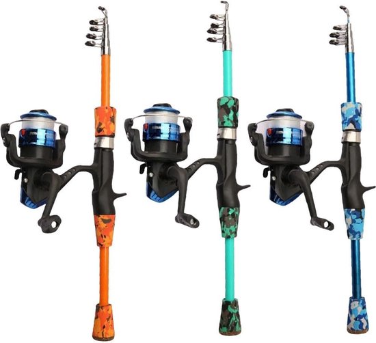 Telescopische Hengel - Reishengel Set - Kinderen Vissen - Compleet Met Aas - 130cm tot 1.8m - Oranje — afbeelding 3