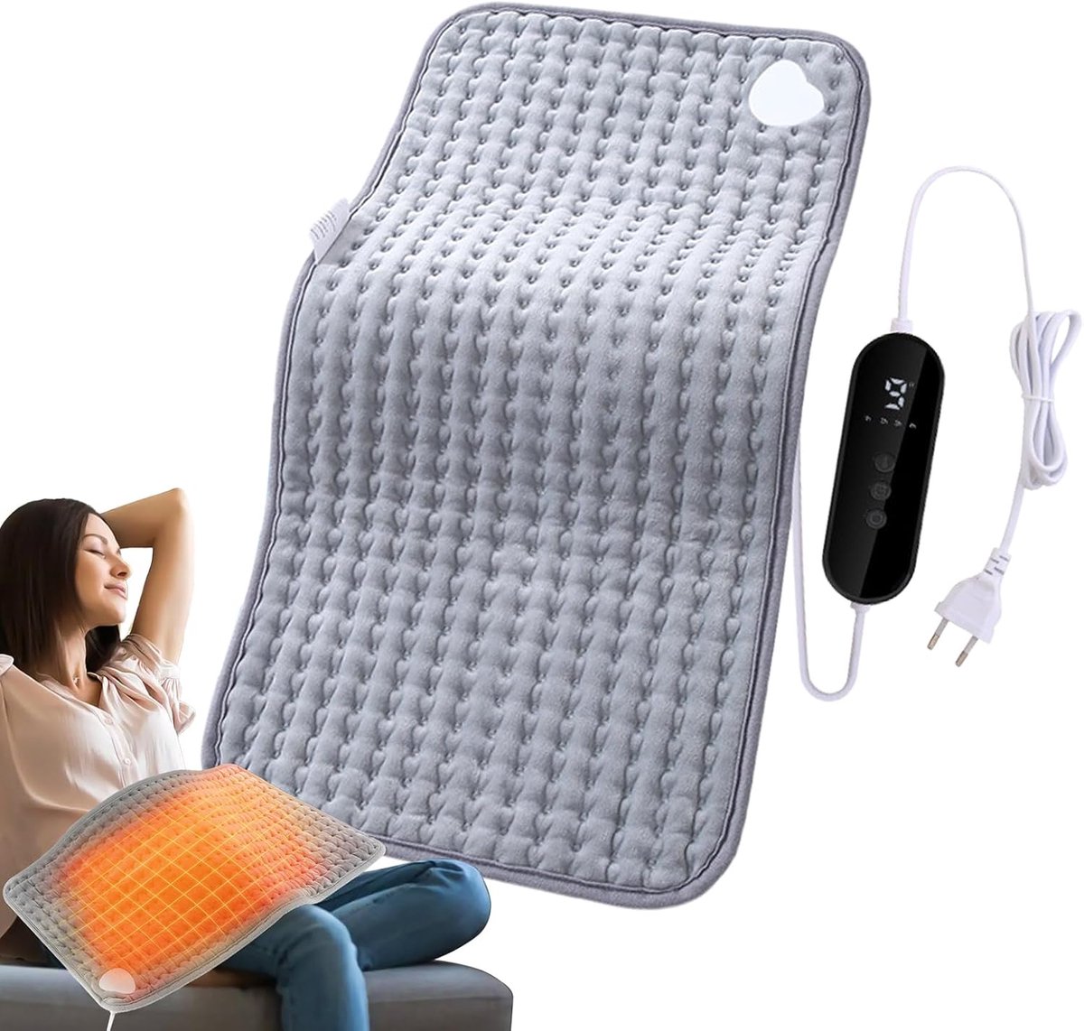 Warmtekussen Rug - Verwarmd Kussen - Spierontspanning - 9 Temperatuurstanden - 30 x 61 cm