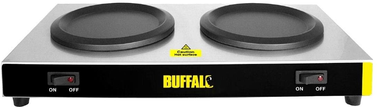 Koffie Kookplaat - Warmer - Horeca Gebruik - Dubbele Kookplaat - 65x330x200mm - Zilver