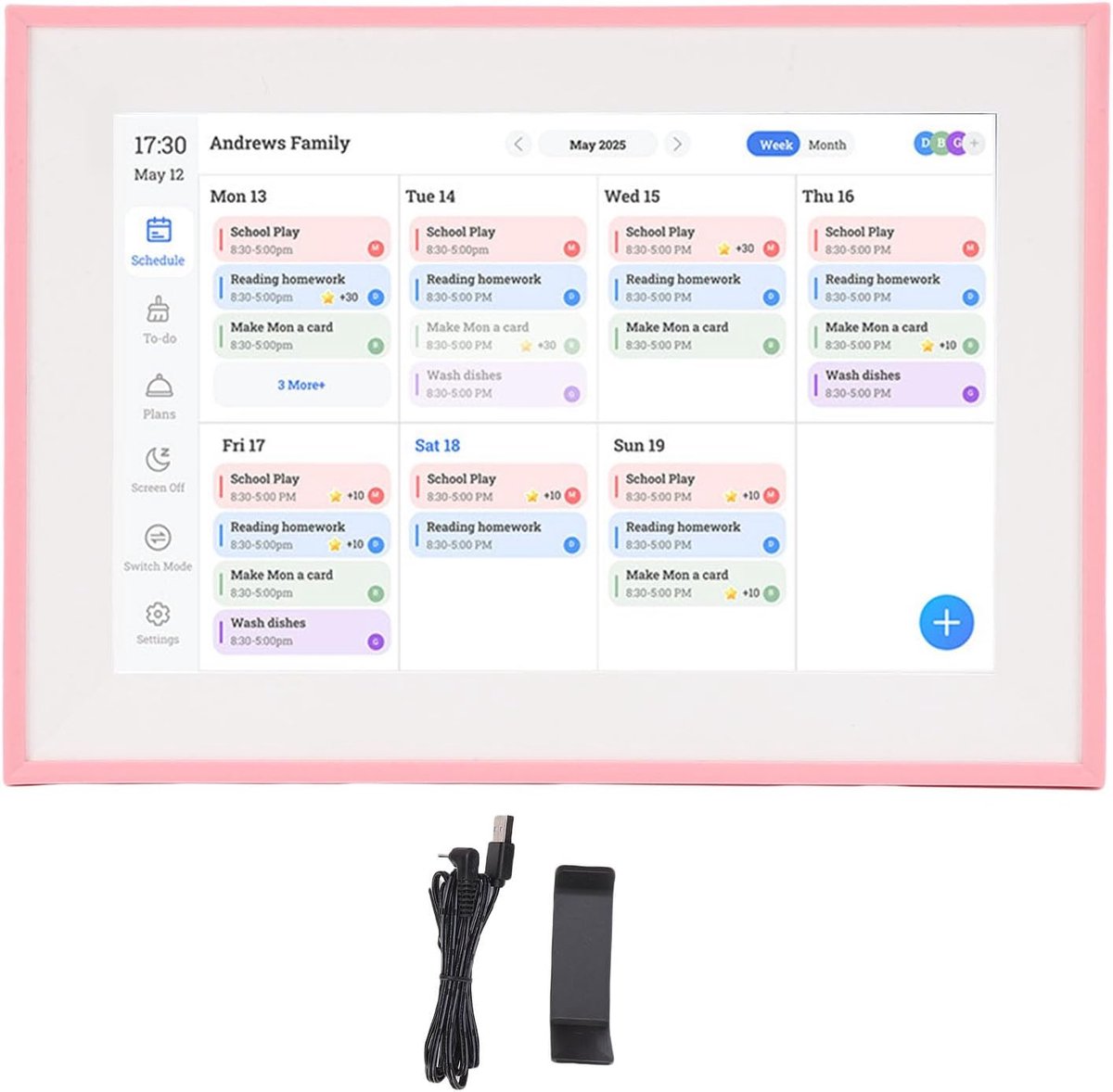 Digitale Agenda - Familieplanner Kalender - Thuis Organiseren - HD Touchscreen Wifi - 101 Inch - Roze