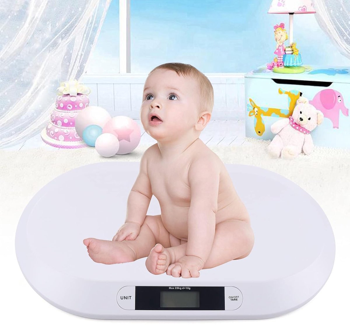 Digitale Babyweegschaal - Borstvoeding Kinderweegschaal - Groeien Volgen - Nauwkeurige Sensor Tara - 55x32x2.7cm - Wit