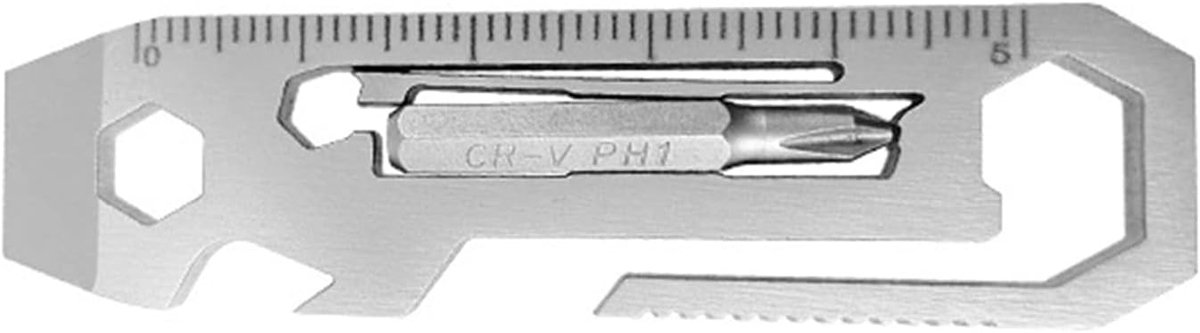 Multitool Kaart - Zakgereedschap - Buiten Activiteiten - 7 Functies In 1 - 6.8 x 1.7 cm - Multi
