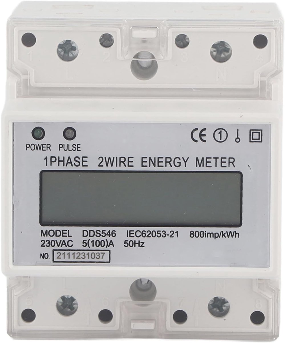 Digitale Energiemeter - Stroommeter Verbruik - Energie Monitoren - DIN-rail Montage - Compact Ontwerp - Wit