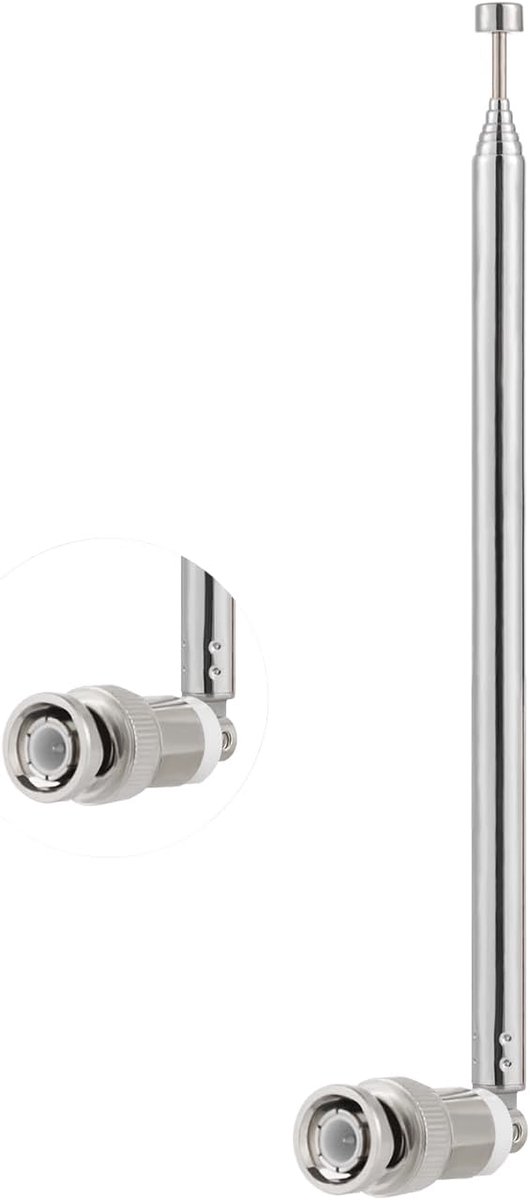 Telescopische Antenne - BNC Stekkerantenne - Radio Ontvangst - 7 Secties Verstelbaar - 71.2CM Uitgevouwen - Zilver